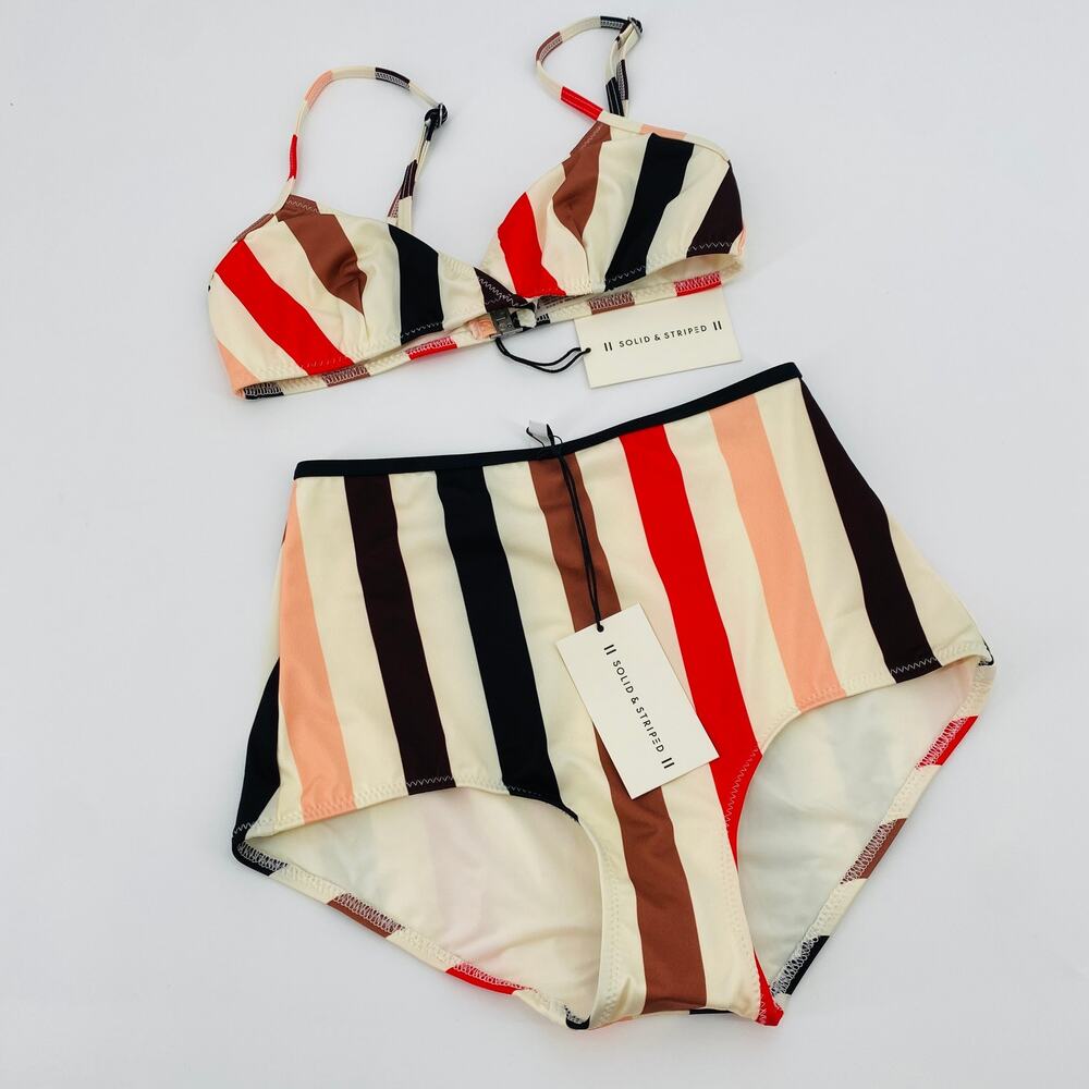 Solid & Striped XS Bridgette high Waisted Striped bikini Set - Picture 2 of 7